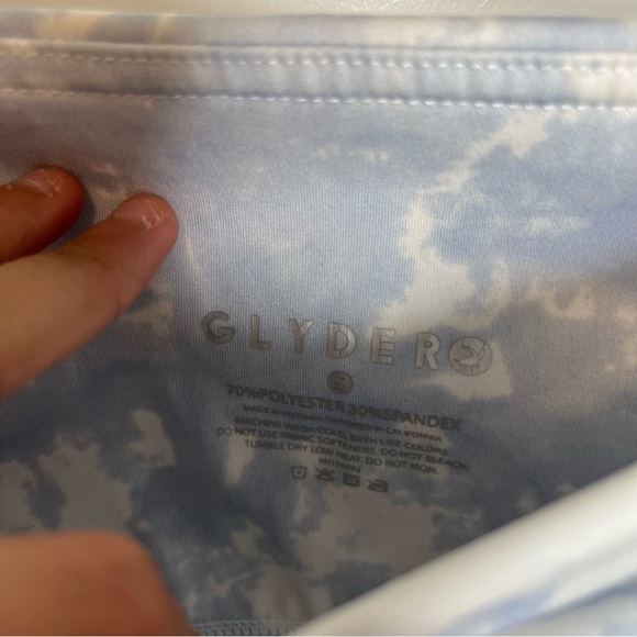 Glyder Sultry Blue & White Tie Dye High Waisted Ankle Leggings - Picture 3 of 6